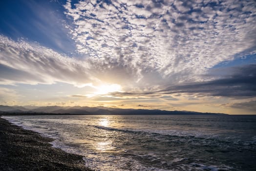 evening sun over mountains and Mediterranean sea 13