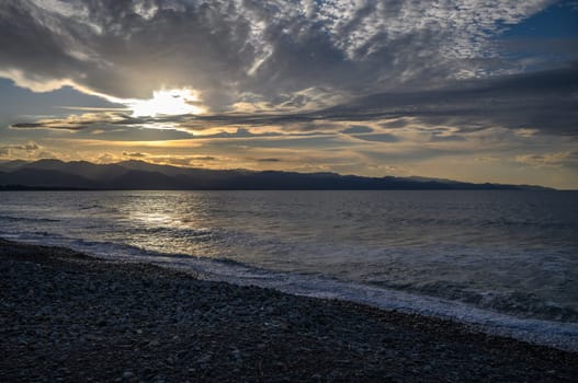 evening sun over mountains and Mediterranean sea 21