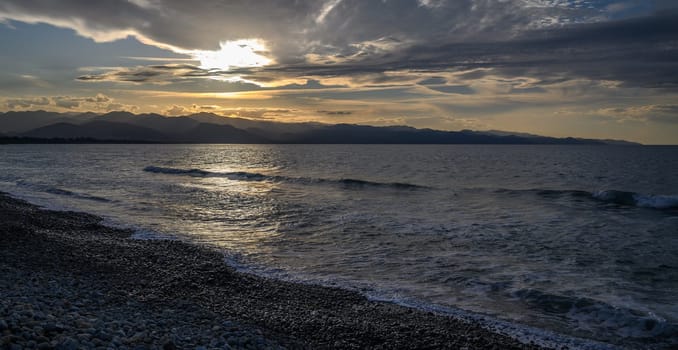 evening sun over mountains and Mediterranean sea 22