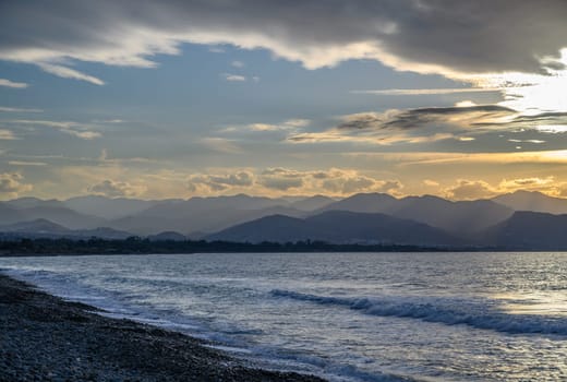 evening sun over mountains and Mediterranean sea 27