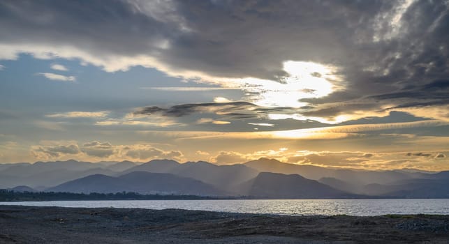 evening sun over mountains and Mediterranean sea 29