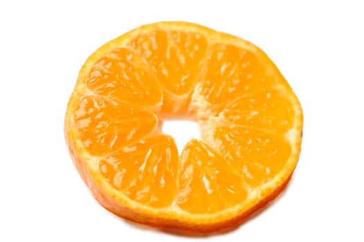 fresh juicy mandarin cut on a white background, mandarin isolate 1