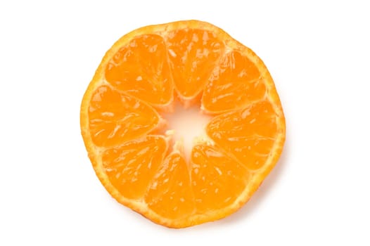 fresh juicy mandarin cut on a white background, mandarin isolate