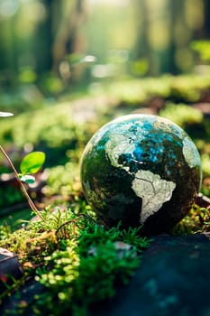 glass ball earth in nature. Selective focus. Nature.