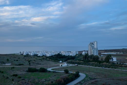 residential complex on the Mediterranean coast in winter, view from the roof