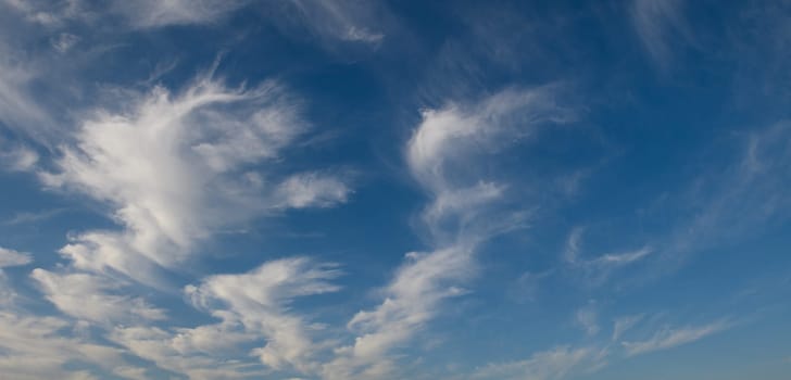 morning blue sky with cirrus clouds in Cyprus