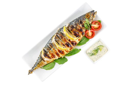 fried mackerel on white background for food delivery site