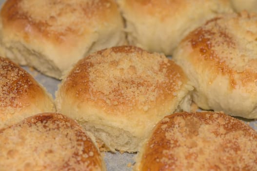 homemade bread rolls on parchment on a baking sheet 7