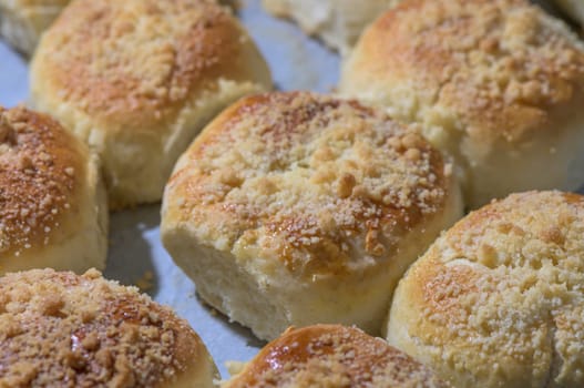 homemade bread rolls on parchment on a baking sheet 5