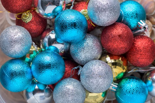 multi-colored Christmas tree decorations as a background 3