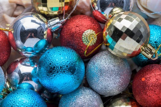multi-colored Christmas tree decorations as a background 5