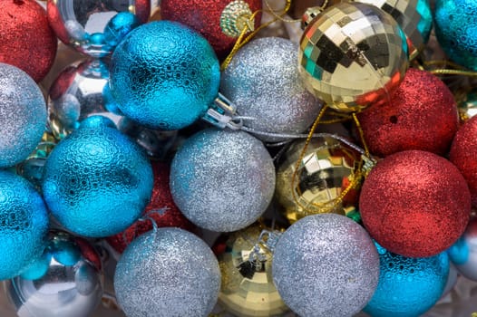 multi-colored Christmas tree decorations as a background 6