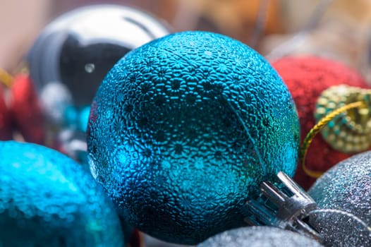 multi-colored Christmas tree decorations as a background 2