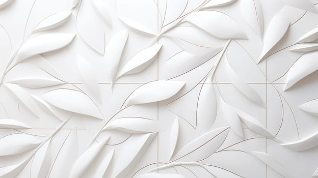 White geometric leaves 3d tiles texture background AI