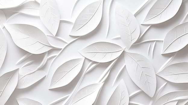 White geometric leaves 3d tiles texture background AI