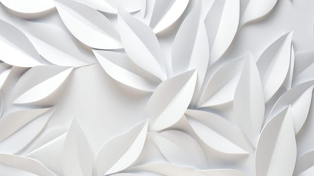 White geometric leaves 3d tiles texture background AI