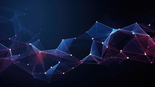 Wireframe background with plexus effect. Futuristic banner with copy space AI