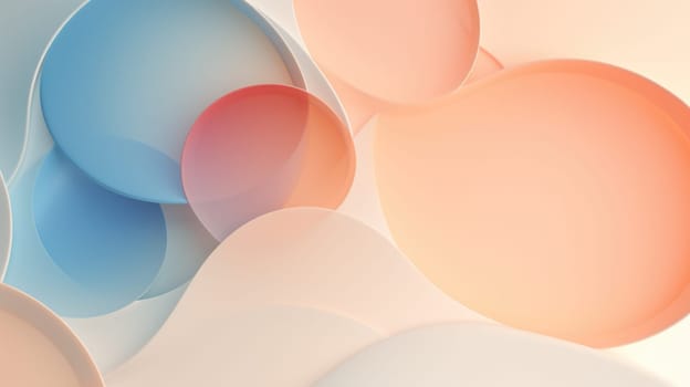 3D abstract circle background, combination of harmonious shapes in pastel tones AI