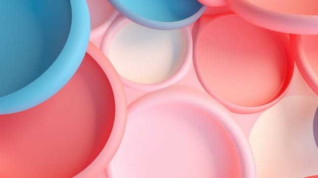 3D abstract circle background, combination of harmonious shapes in pastel tones AI