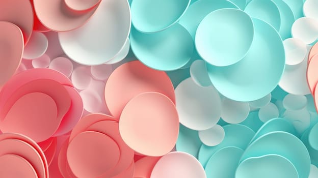 3D abstract circle background, combination of harmonious shapes in pastel tones AI