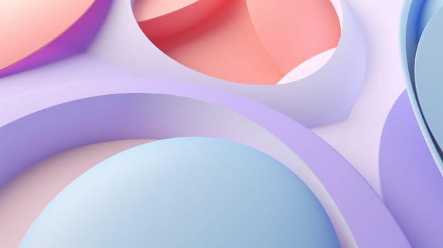 3D abstract circle background, combination of harmonious shapes in pastel tones AI