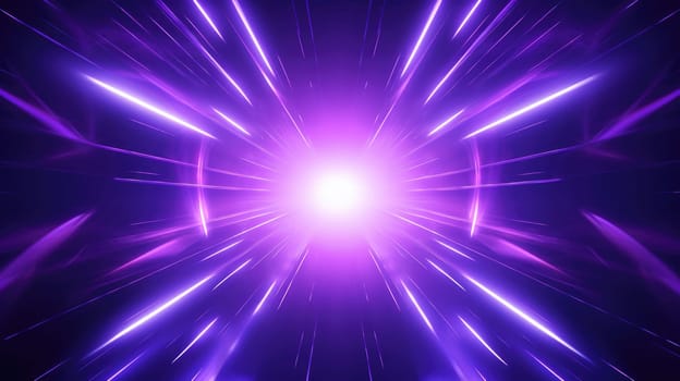 Abstract futuristic neon background, ultraviolet tunnel with rays AI