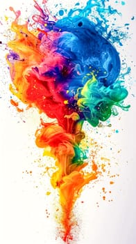 dynamic explosion of colorful ink splashes against a white background, symbolizing creativity and inspiration. vertical