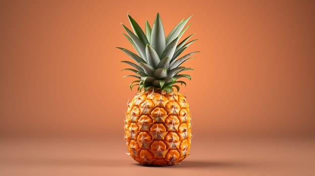 pineapple isolated on peach-color background.