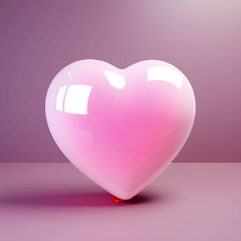 Glossy Pink heart sits against a complementary background - Valentine's Day or wedding concept - Generative AI