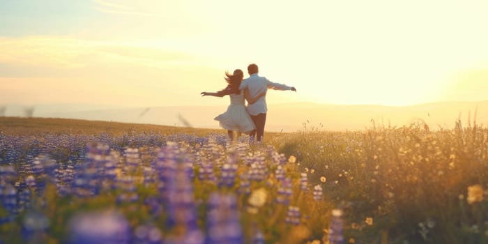 love couple in the beautiful nature scene of pragma