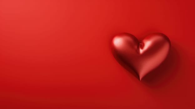 Red glossy Heart Shape on red background. Valentines day background