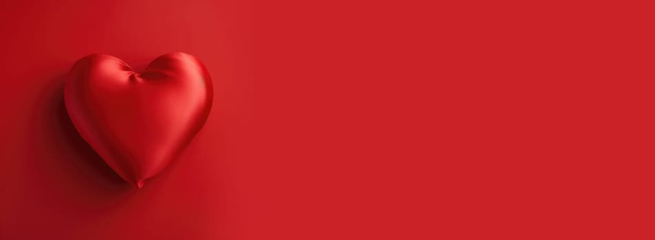 Banner of red soft Heart Shape on red background. Valentines day background