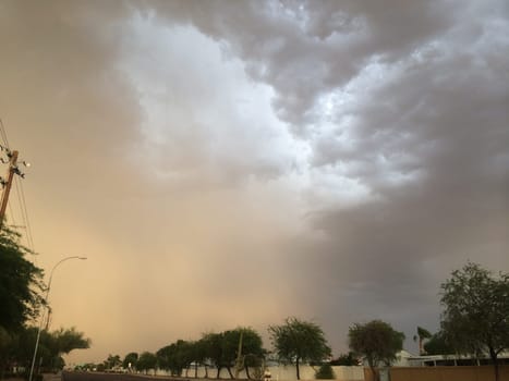 Afternoon Storm with Dramatic Sky in Apache Junction, Arizona. High quality photo