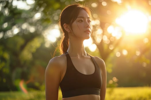 Woman at park. fitness, sport and healthy lifestyle. Generative AI.