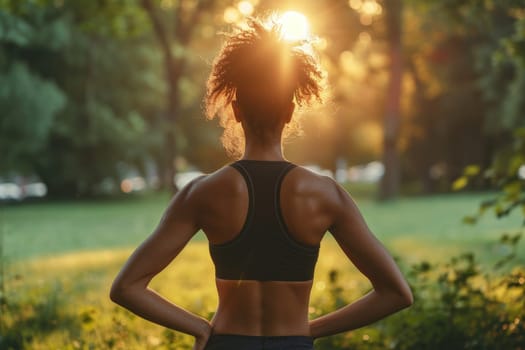 Woman at park. fitness, sport and healthy lifestyle. Generative AI.