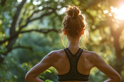 Woman at park. fitness, sport and healthy lifestyle. Generative AI.