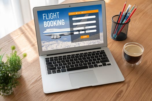 Online flight booking website provide modish reservation system . Travel technology concept .