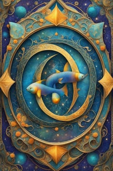 pisces fishes zodiac astral card poster illustration ai art generated