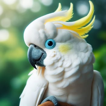 Parrot in the tropical forest. Generative AI. High quality photo