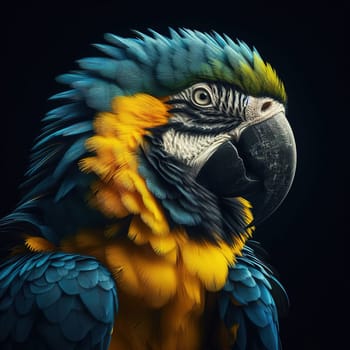 Parrot in the tropical forest. Generative AI. High quality photo