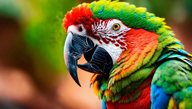 Parrot in the tropical forest. Generative AI. High quality photo