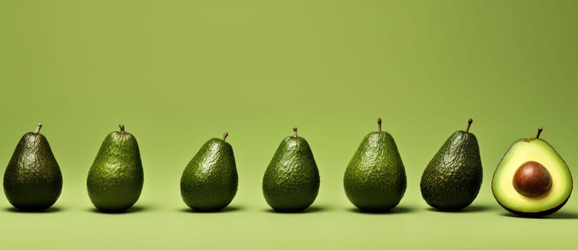 Nature's Delight: Ripe, Fresh Avocado - A Green, Healthy, and Organic Background of Exotic Summer.