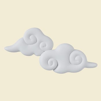 3d cloud. Mid autumn festival. icon isolated on yellow background. 3d rendering illustration. Clipping path..