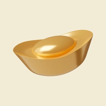 3d gold. Mid autumn festival. icon isolated on yellow background. 3d rendering illustration. Clipping path..