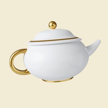 3d tea . Mid autumn festival. icon isolated on yellow background. 3d rendering illustration. Clipping path..