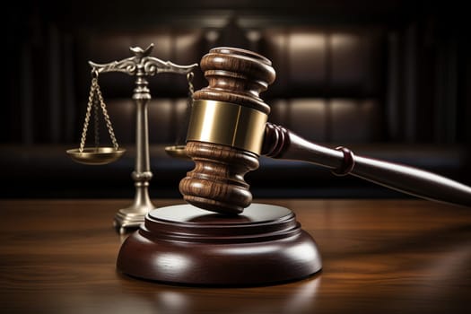 Studio photo of a judge's gavel on a gray background. Law and law concept.