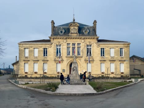 France-Gironde, January 14, 2024, City hall in Rions village, France Gironde, High quality photo
