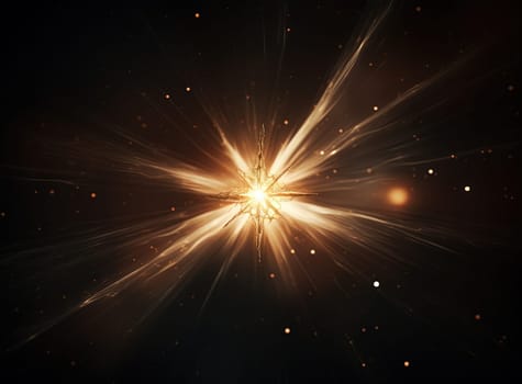 Star flare with yellow rays and beams on dark background. Generated AI