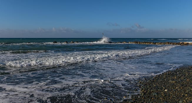 waves on the beach of the Mediterranean sea