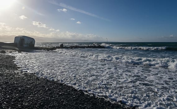 coast beach waves shore of the Mediterranean sea in winter in Cyprus 5